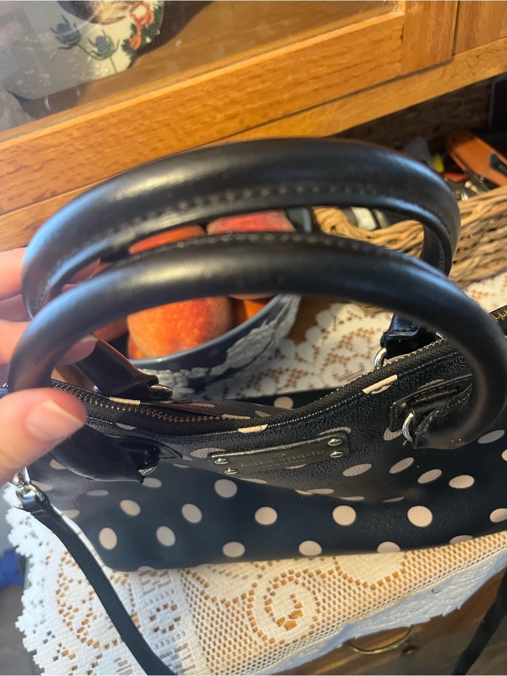 kate spade Black with White Polka Dot Satchel bag - Picture 7 of 10
